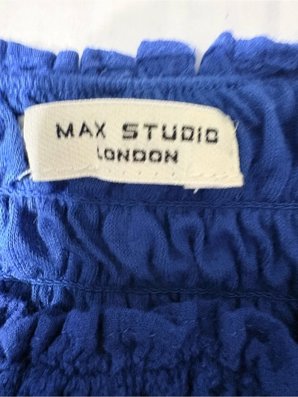 Max Studio Royal Blue Smocked Maxi Dress with Ruffle Straps Cotton Stretchy